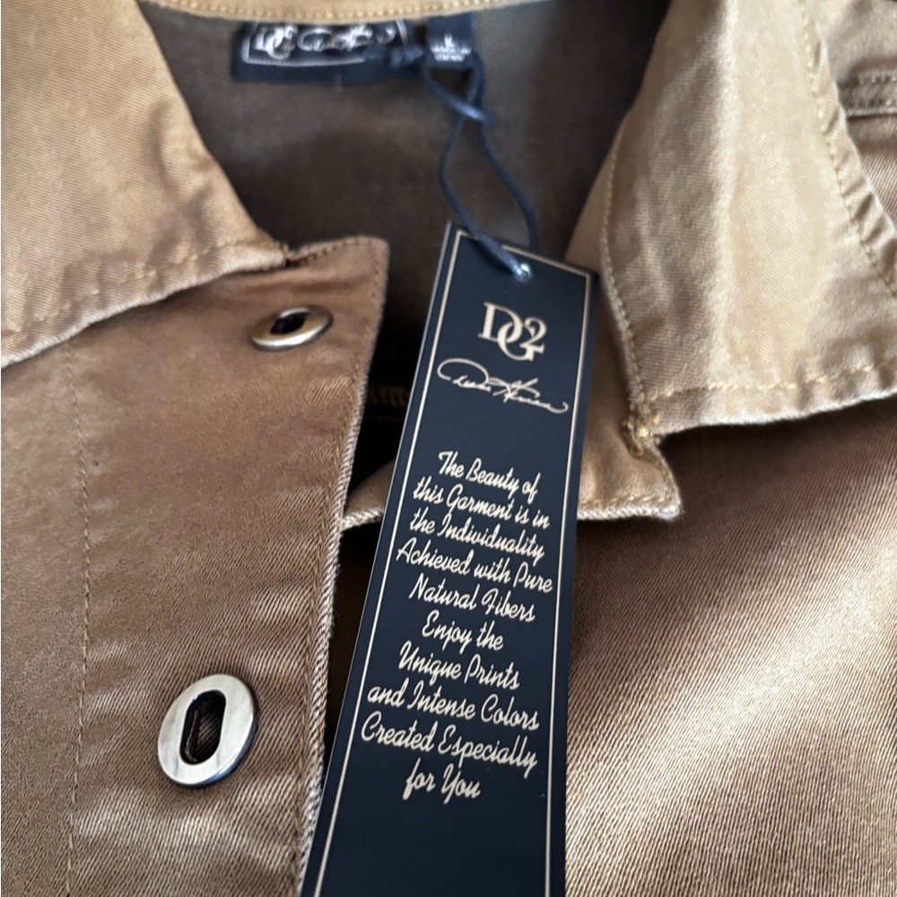 DG2 by Diane Gilman Brown Utility Jacket 73% Cotton 25% Polyester 5% Spandex - Picture 4 of 5